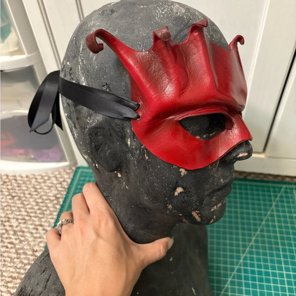 Red Leather Masquerade Mask